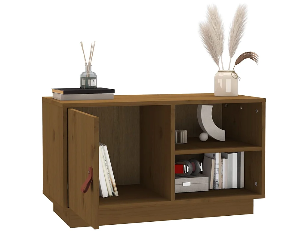 Meuble TV Marron miel 70x34x40 cm Bois de pin massif BE24114
