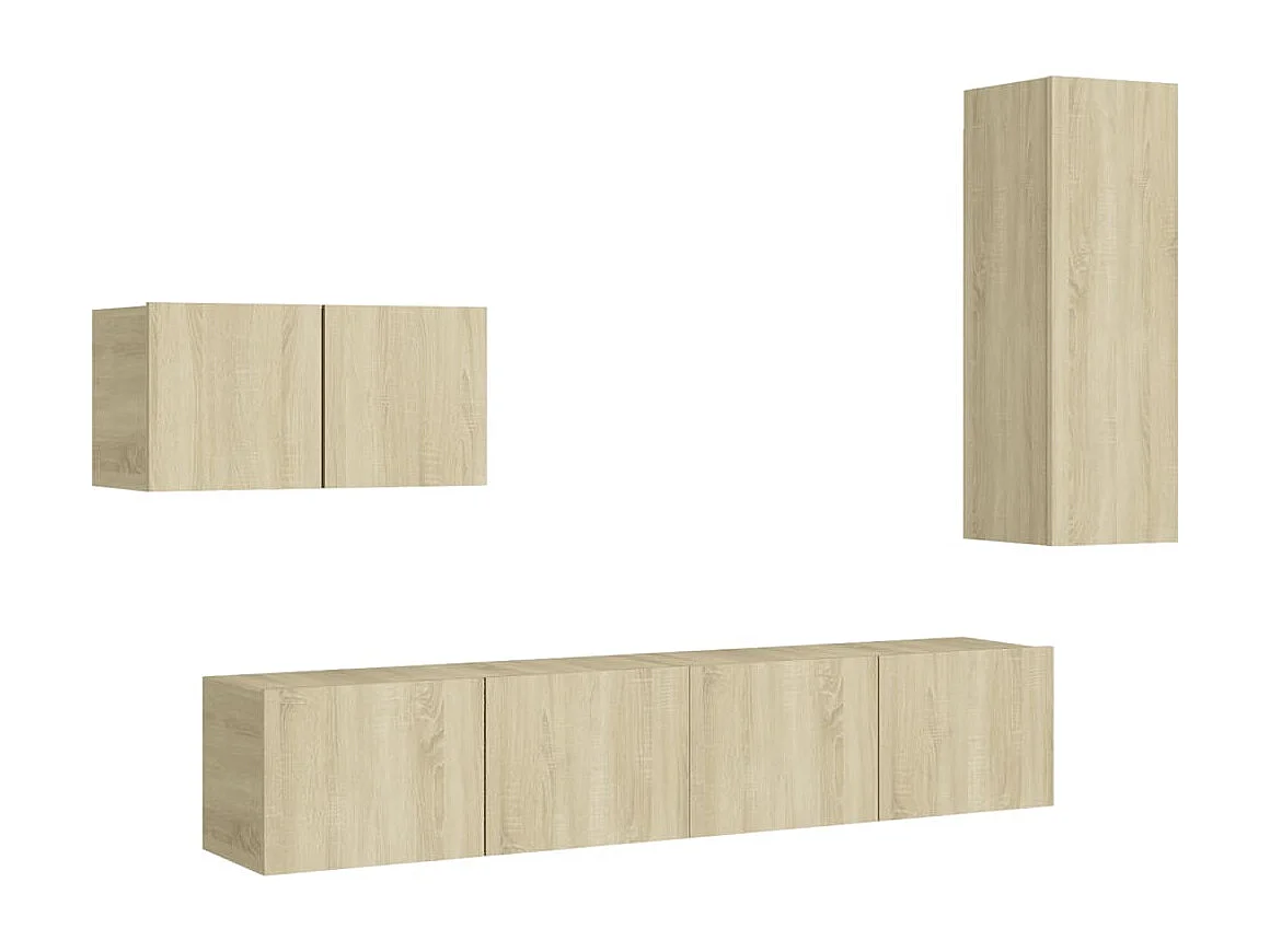 Set de muebles salón TV 4 pzas madera ingeniería roble Sonoma ES87221