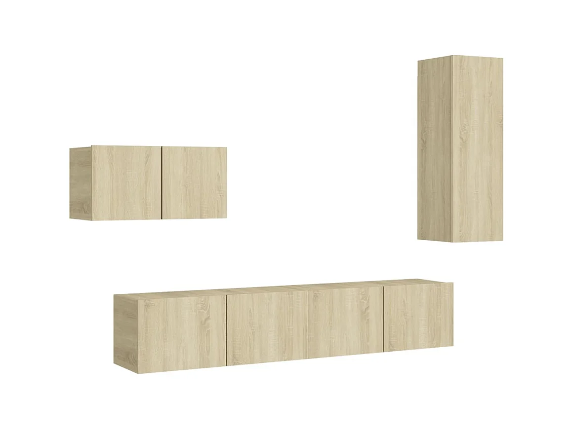 4-delige Tv-meubelset bewerkt hout sonoma eikenkleurig NL50160