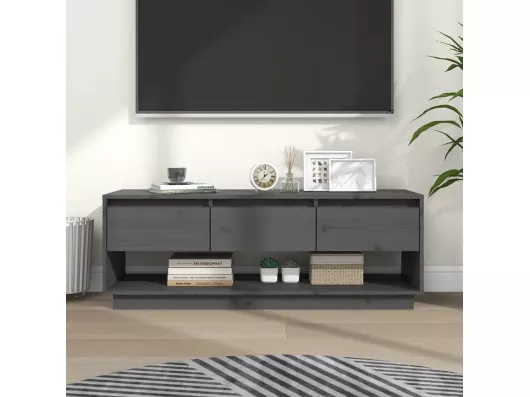 Kauf Unique TV-Schrank,TV-Möbel Grau 110,5x34x40 cm Massivholz Kiefer -gkd22778