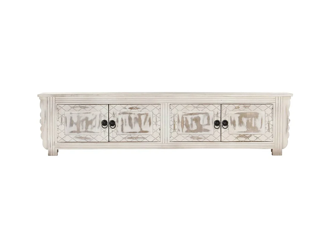 Móvel de TV 140x30x35 cm madeira de mangueira maciça branco PT833575