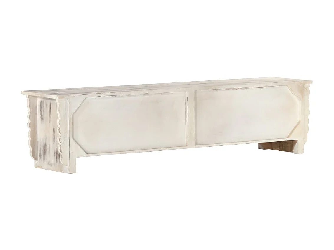 Meuble TV Blanc 140x30x35 cm Bois massif de manguier BE76711