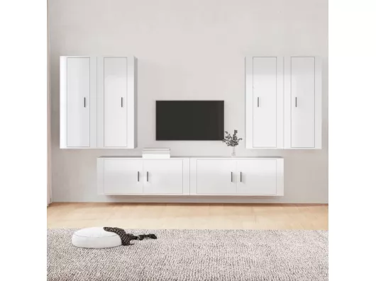 Kauf Unique 6-tlg. TV-Schrank-Set,TV-Möbel Hochglanz-Weiß Holzwerkstoff -gkd549306