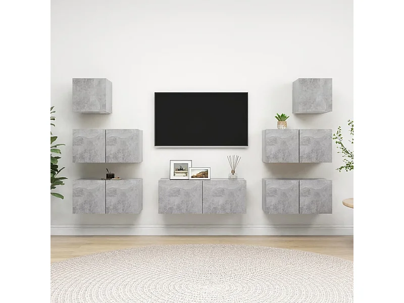 Meubles TV 7 pcs BEis béton Aggloméré BE51898