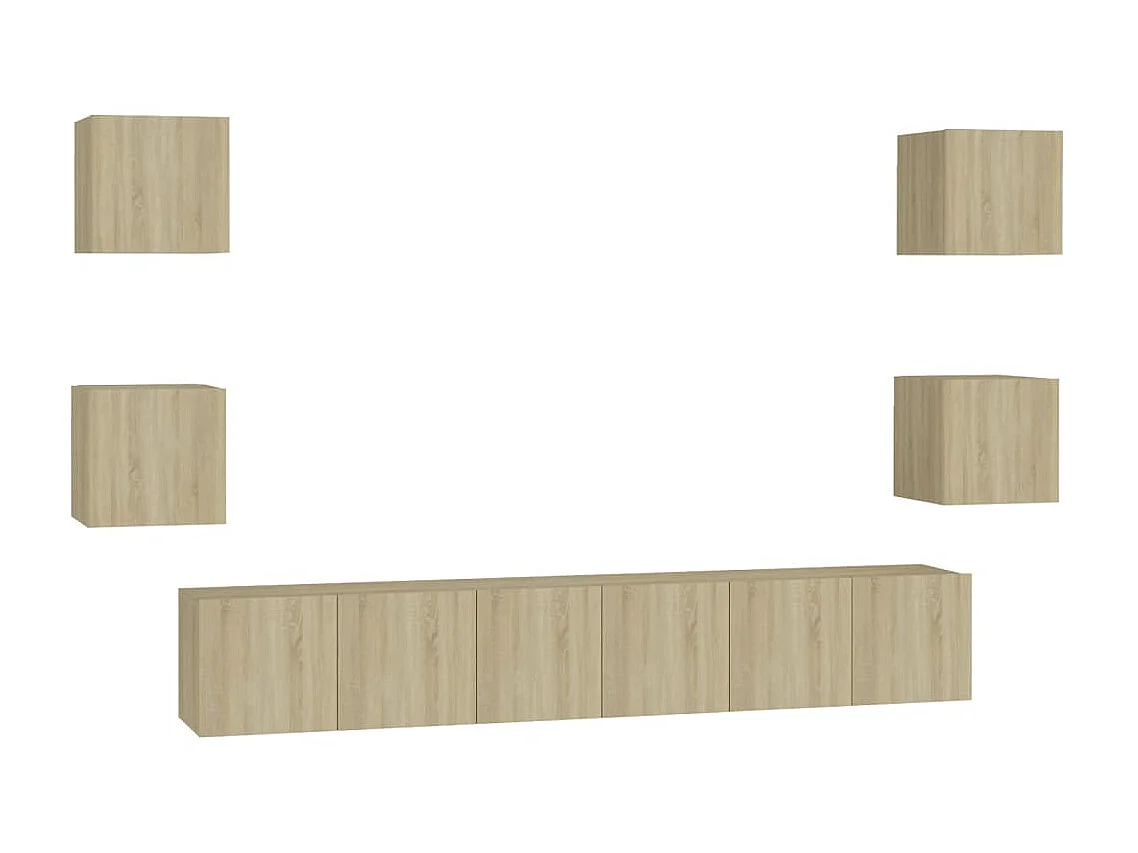 7-tlg. TV-Schrank-Set,TV-Möbel Sonoma-Eiche Holzwerkstoff -gkd295007