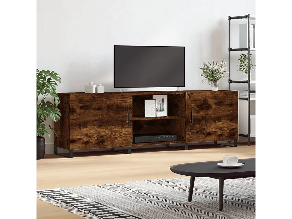 Meuble TV chêne fumé 150x30x50 cm bois d'ingénierie BE28043