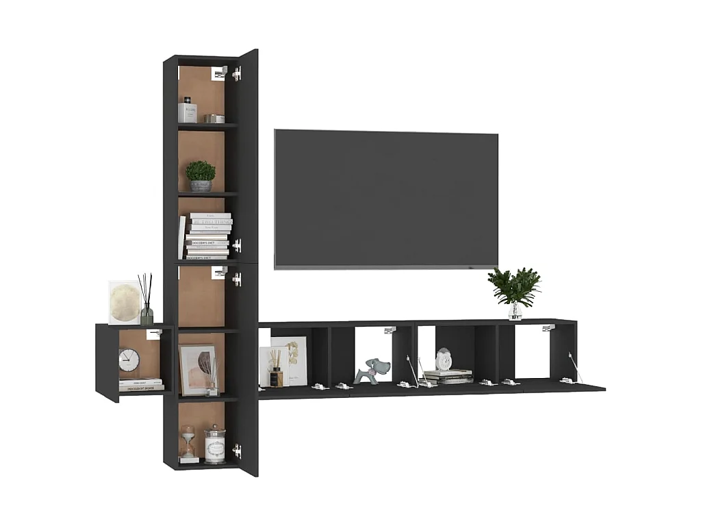 Meubles TV 5 pcs Noir Aggloméré BE56044