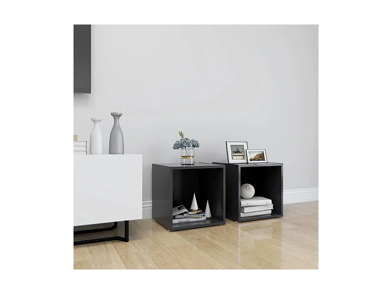 Móveis de TV 2 pcs 37x35x37 cm derivados de madeira cinzento PT888284