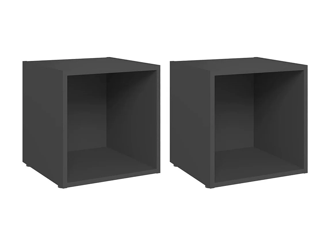 2 pcs Meubles TV Gris 37x35x37 cm Aggloméré BE75246