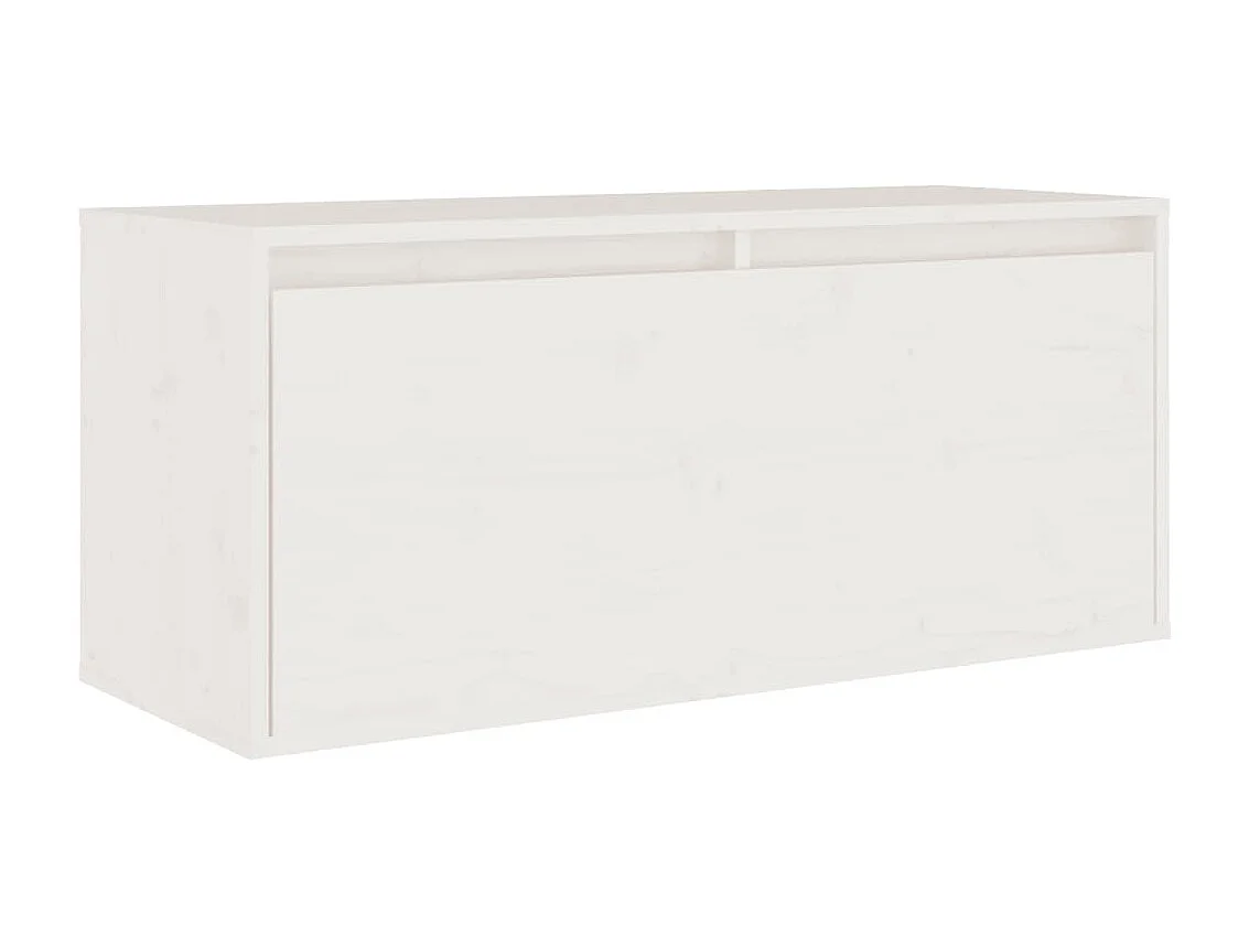 2 pcs Meubles TV Blanc Bois massif de pin BE84464