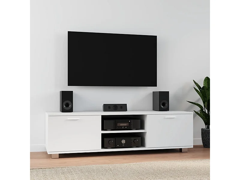 Meuble TV Blanc 140x40,5x35 cm Bois d'ingénierie GR64657