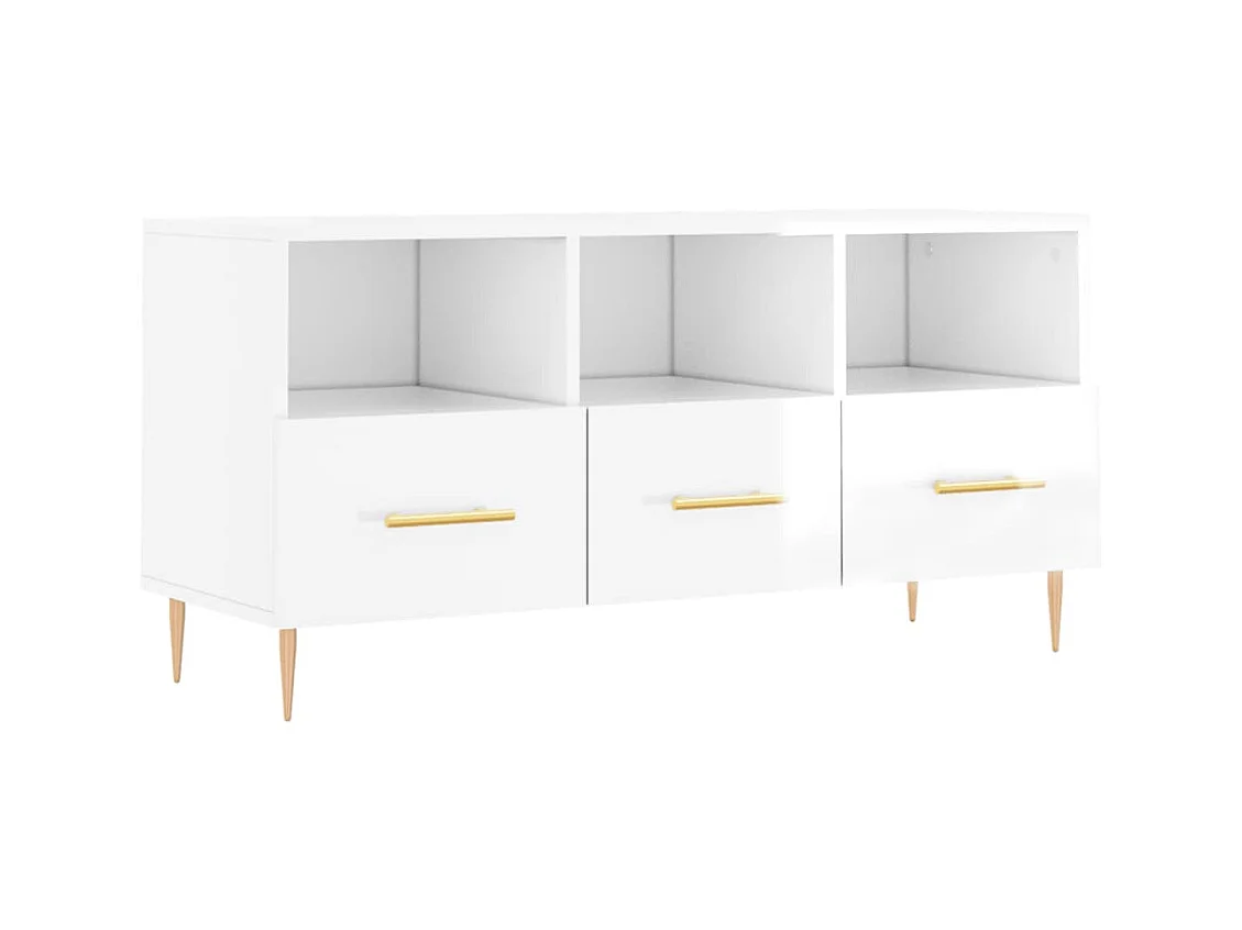 TV-Schrank,TV-Möbel Hochglanz-Weiß 102x36x50 cm Holzwerkstoff -gkd235639