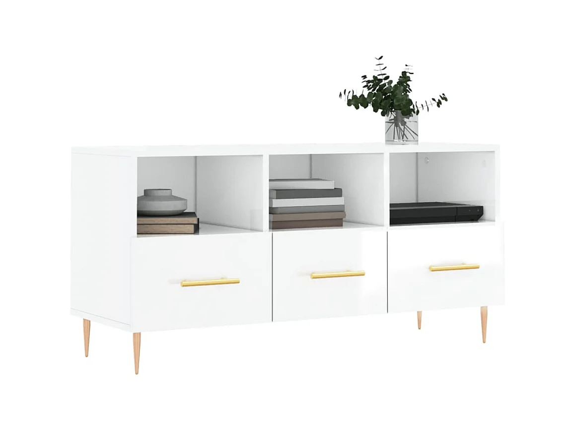 TV-Schrank,TV-Möbel Hochglanz-Weiß 102x36x50 cm Holzwerkstoff -gkd235639