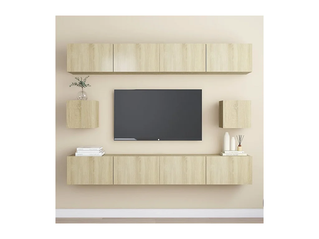 6-delige Tv-meubelset bewerkt hout sonoma eikenkleurig NL46664