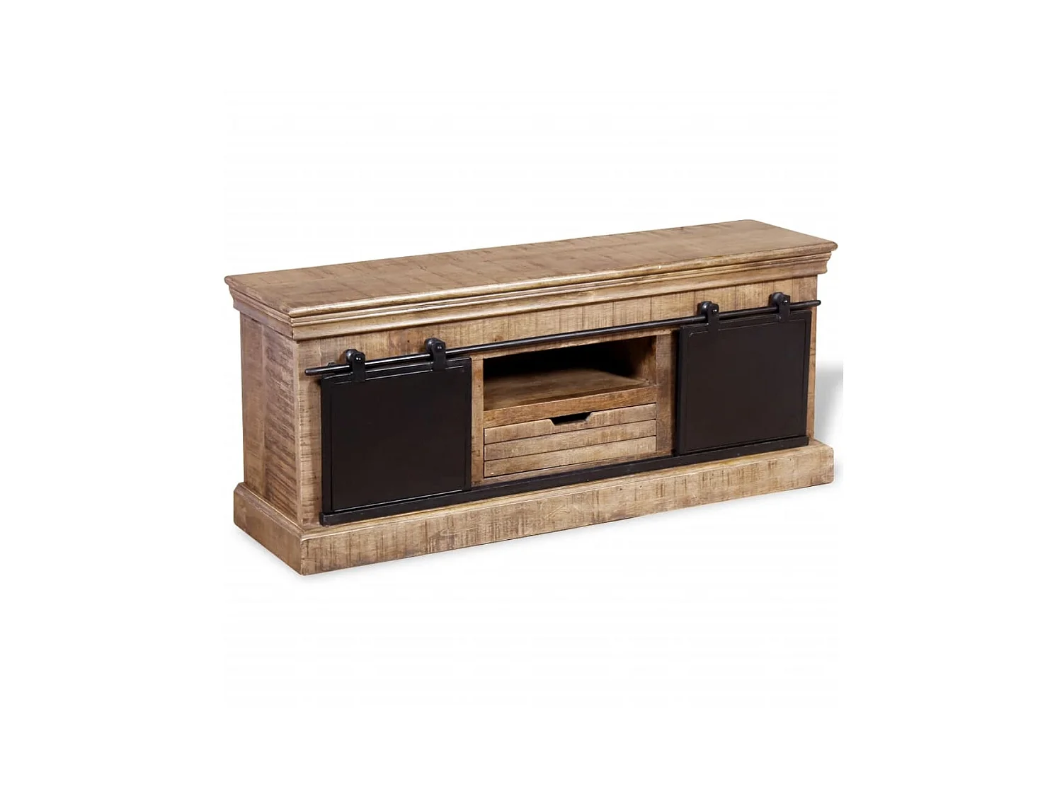 Mueble TV 2 puertas correderas madera maciza mango 110x30x45 cm ES37968
