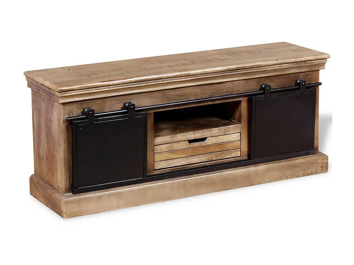 Meuble TV avec 2 portes coulissantes Bois de manguier massif BE65027