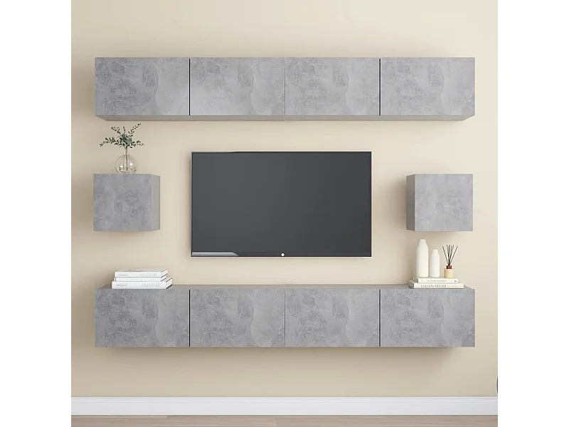 6-delige Tv-meubelset bewerkt hout betongrijs NL982407