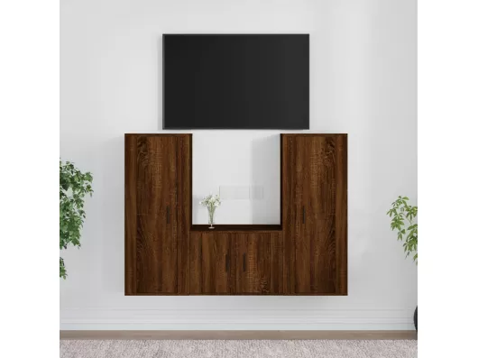 Kauf Unique 3-tlg. TV-Schrank-Set,TV-Möbel Braun Eichen-Optik Holzwerkstoff -gkd92841