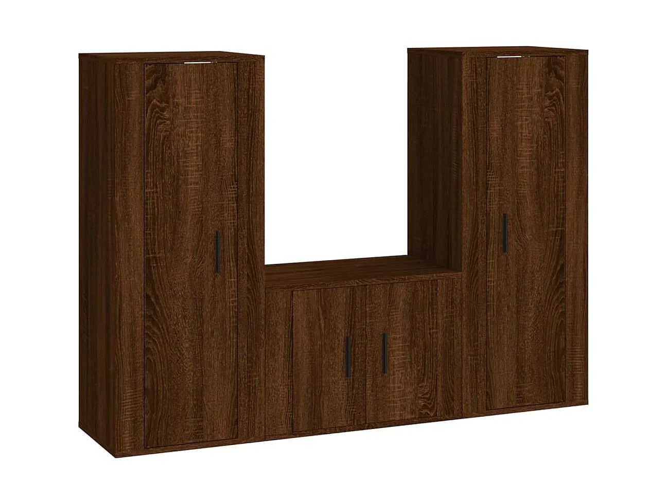 Set de muebles para TV 3 pzas madera contrachapada roble marrón ES14693