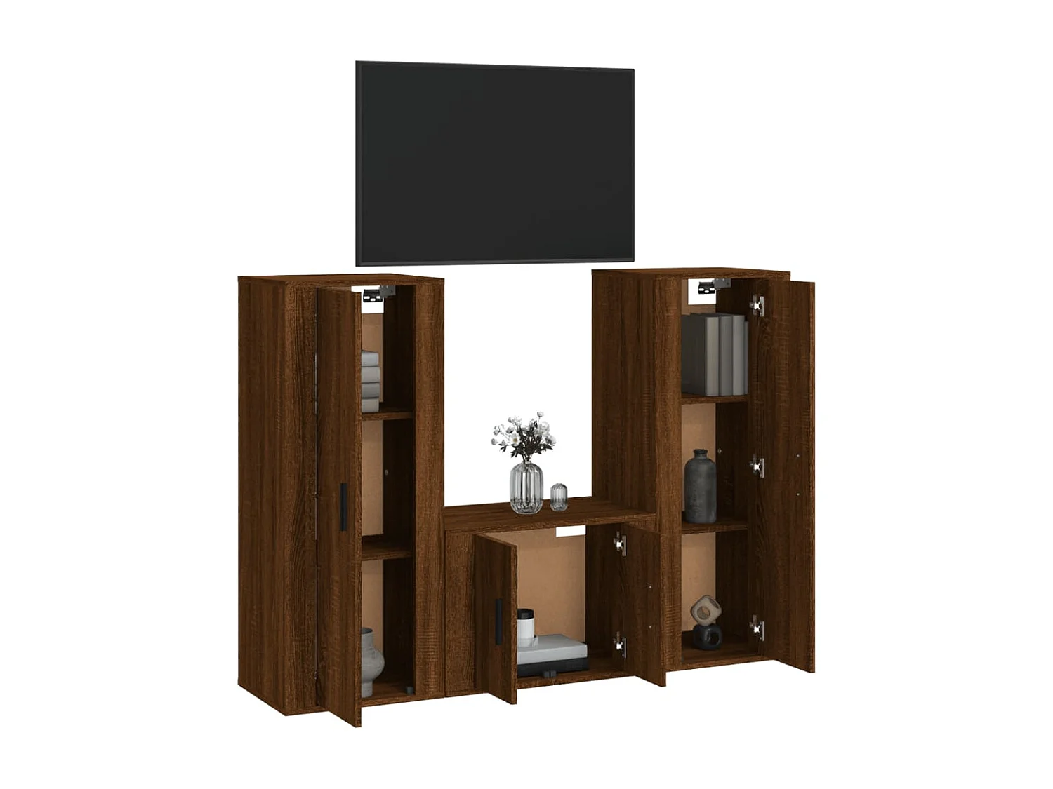 Set de muebles para TV 3 pzas madera contrachapada roble marrón ES14693