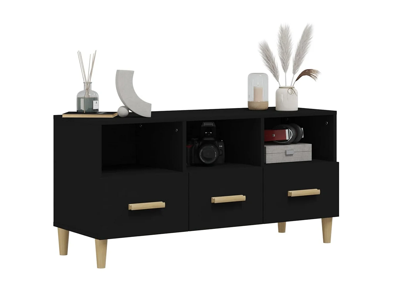 Meuble TV Blanc 102x36x50 cm Bois d'ingénierie BE48447