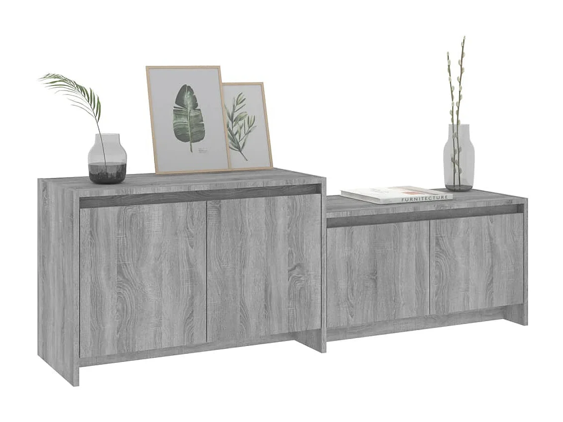 Meuble TV Sonoma gris 146,5x35x50 cm Aggloméré BE77543