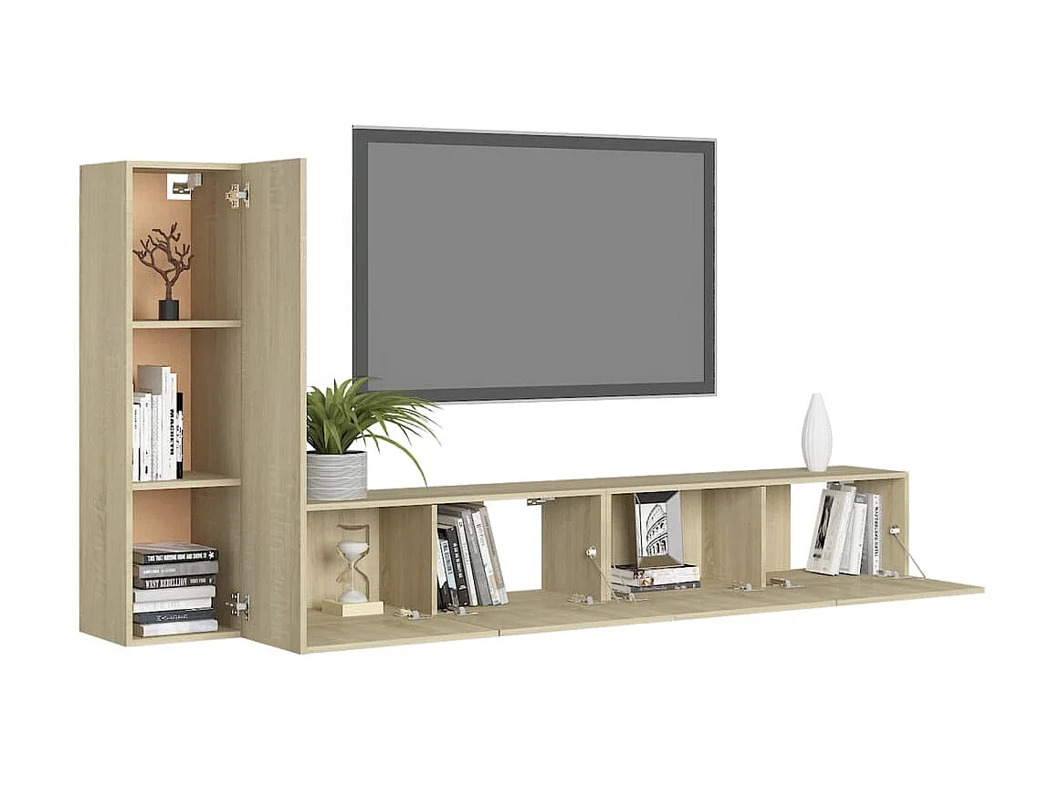 Juego de Muebles para TV 3 piezas roble Sonoma ES88972