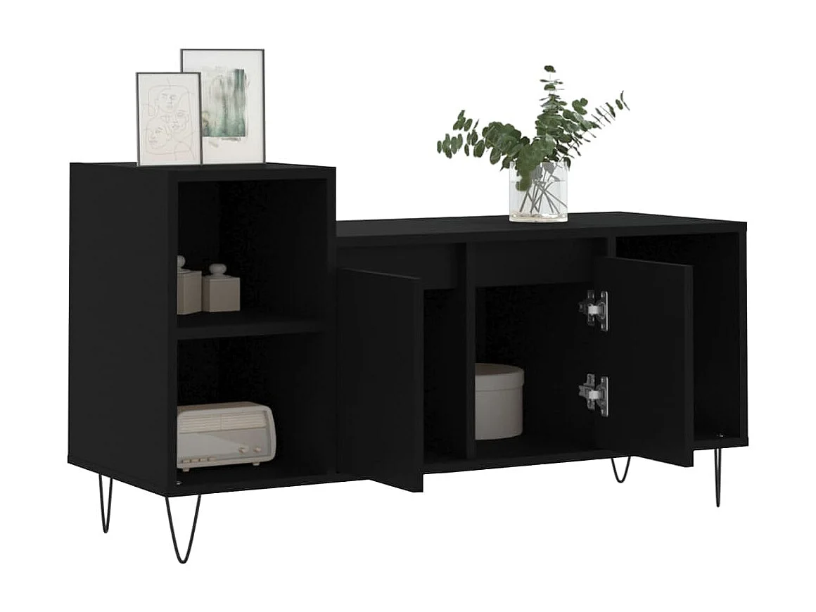 Meuble TV Moderne Noir 100x35x55 cm Bois d'ingénierie BE8479