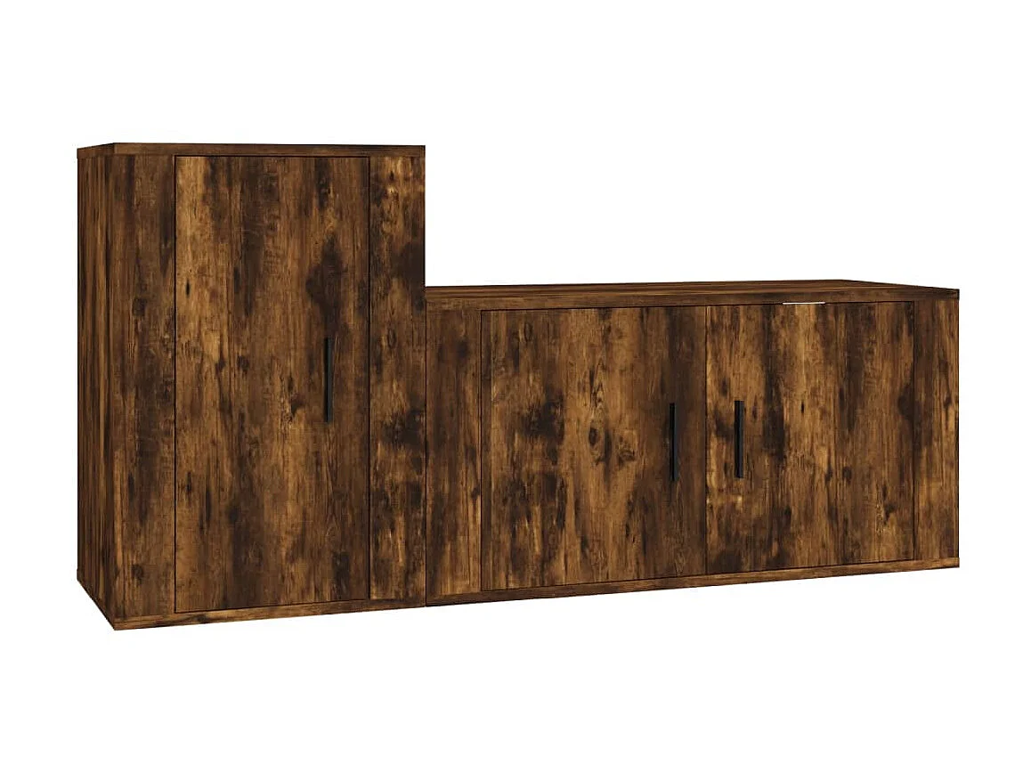 Set Mobili Porta TV | Armadietti TV 2 pz Rovere Fumo in Legno Multistrato