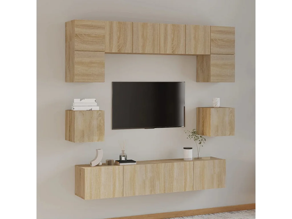 Set Mobili Porta TV | Armadietti TV 8pz Rovere Sonoma in Legno Multistrato