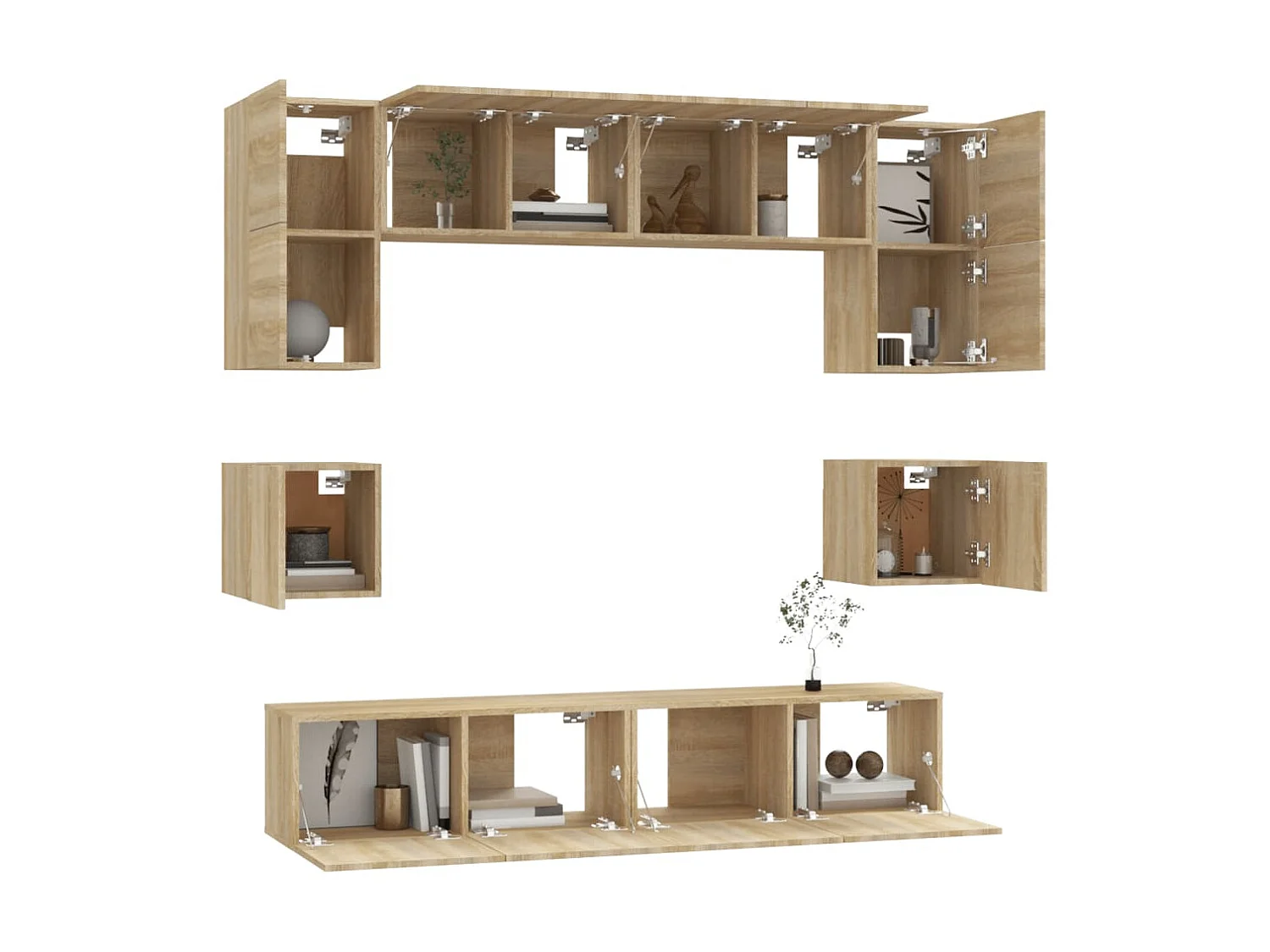 Set Mobili Porta TV | Armadietti TV 8pz Rovere Sonoma in Legno Multistrato