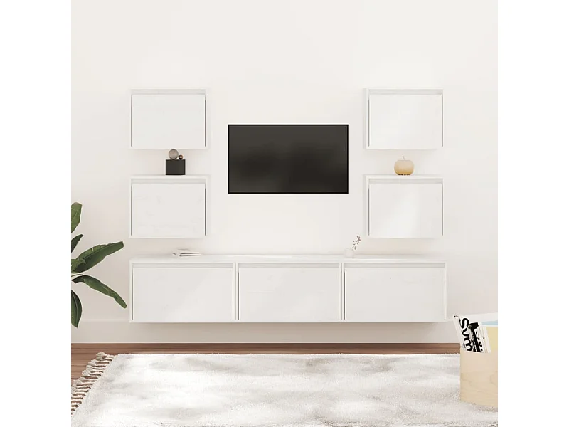 7 pcs Meubles TV Blanc Bois massif de pin BE85860