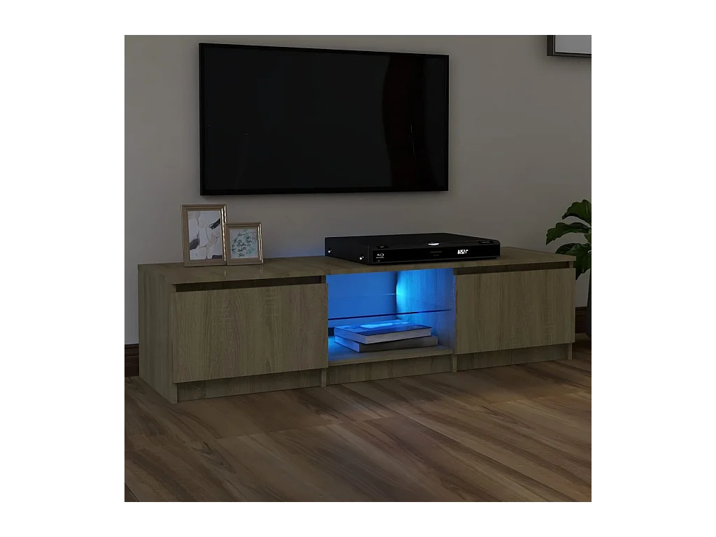 Meuble TV avec lumières LED chêne sonoma 140x40x35,5 cm BE92603