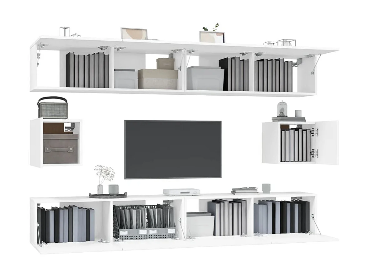 Set de muebles para TV 6 piezas madera contrachapada blanco ES35605