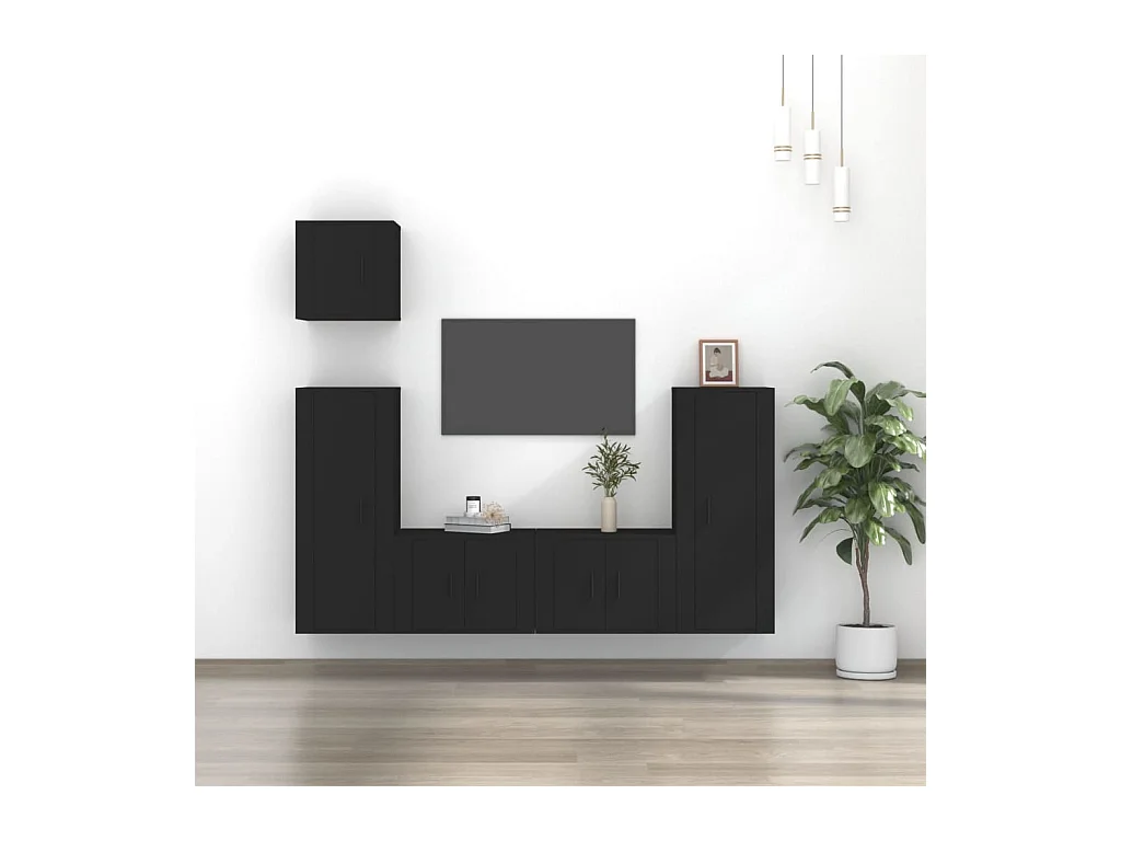 Meubles TV 5 pcs Noir Bois d'ingénierie BE98538