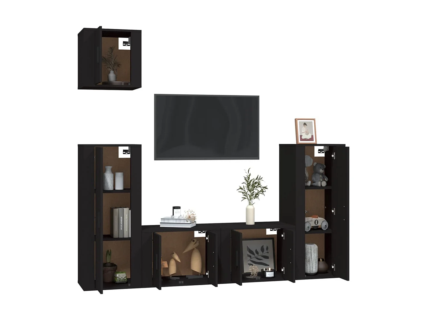 Meubles TV 5 pcs Noir Bois d'ingénierie BE98538