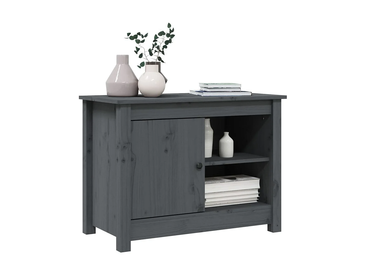 Meuble TV Gris 70x36,5x52 cm Bois de pin massif BE79527