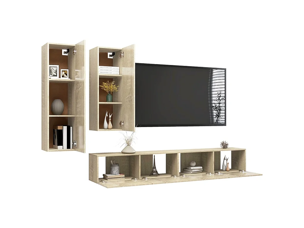 Ensemble de meubles TV 4 pcs Chêne sonoma Bois d'ingénierie BE65620