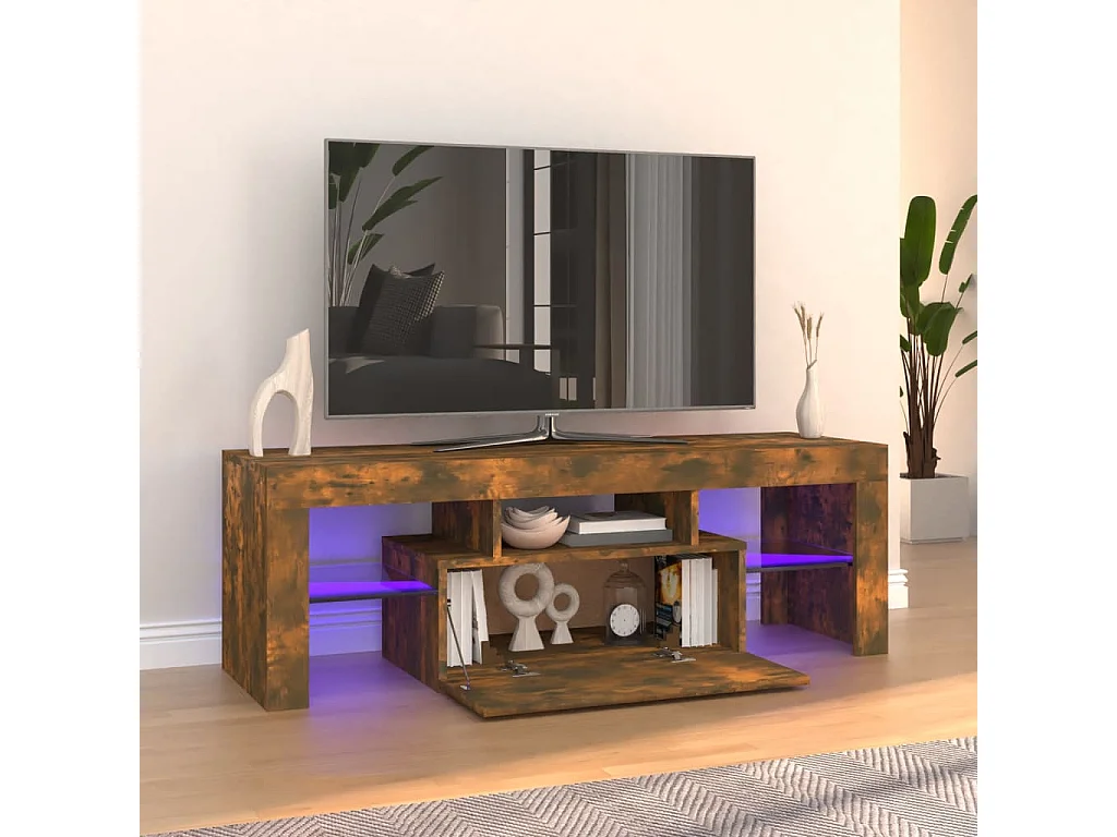 TV-Schrank,TV-Möbel mit LED-Leuchten Räuchereiche 120x35x40 cm -gkd405771