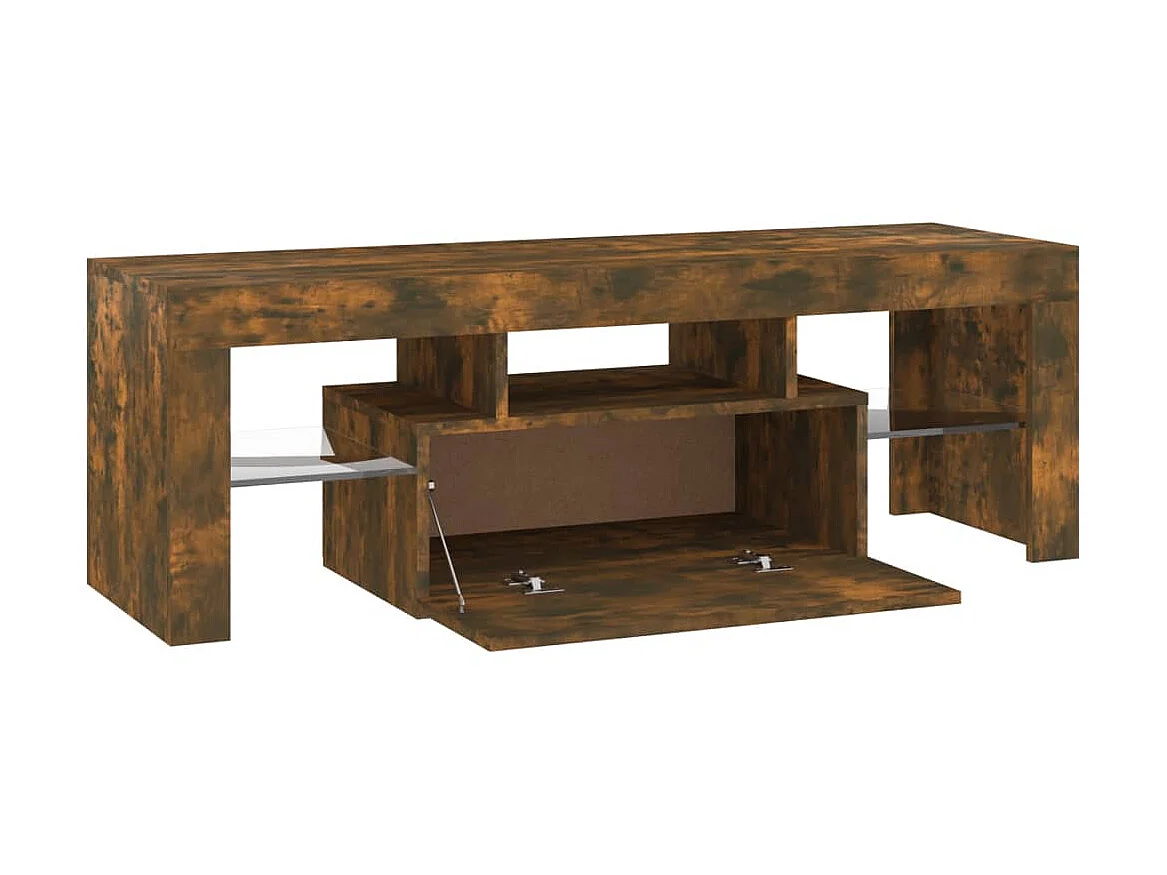 Meuble TV avec lumières LED chêne fumé 120x35x40 cm BE40719