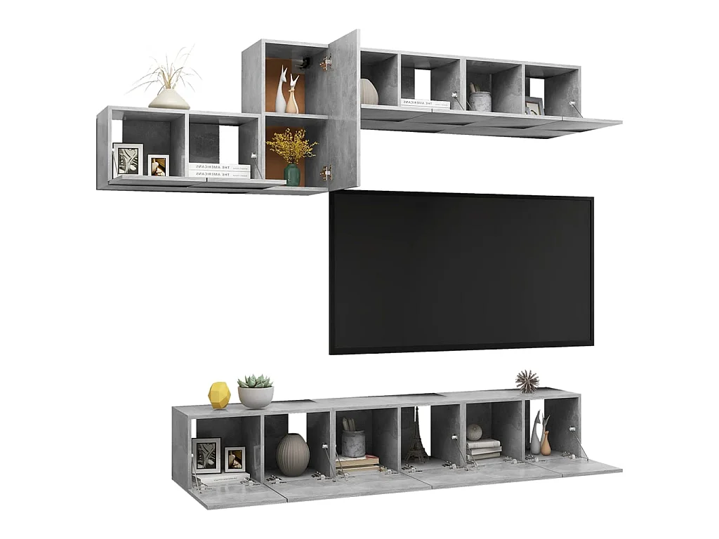 Meubles TV 7 pcs BEis béton Aggloméré BE35182