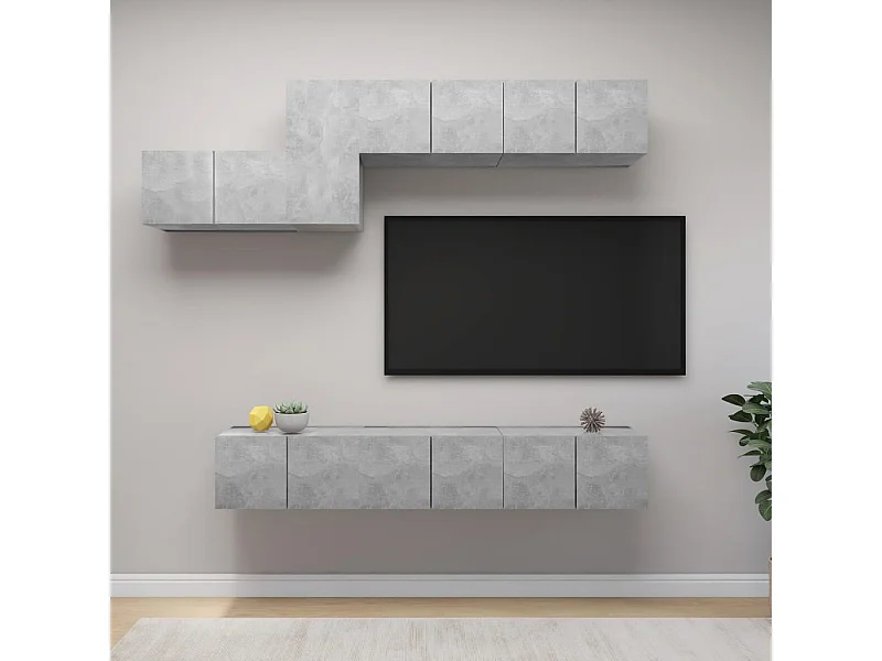Set di Mobili Porta TV | Armadietti TV 7 pz Grigio Cemento in Legno Multistrato