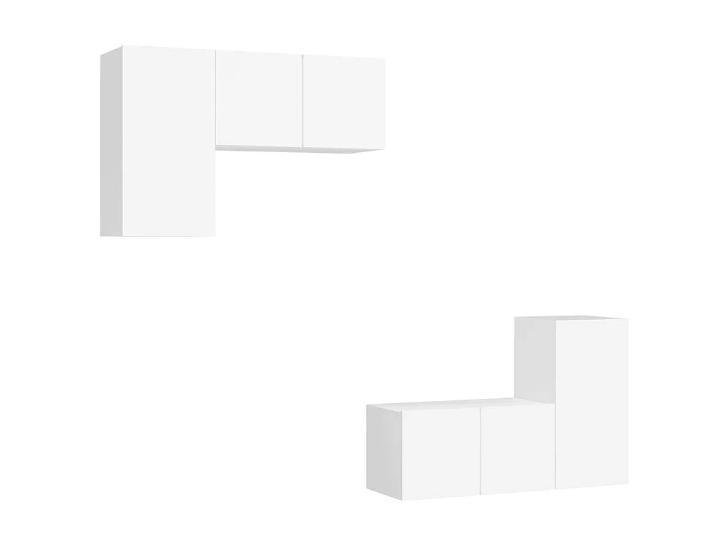 Meubles TV 4 pcs Blanc Aggloméré BE52406