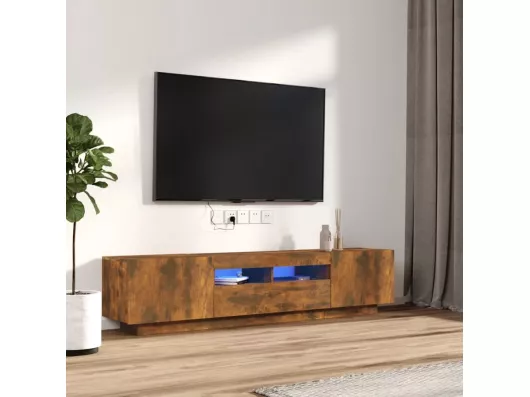 Kauf Unique 2-tlg. TV-Schrank-Set,TV-Möbel LED-Leuchten Räuchereiche Holzwerkstoff -gkd515007