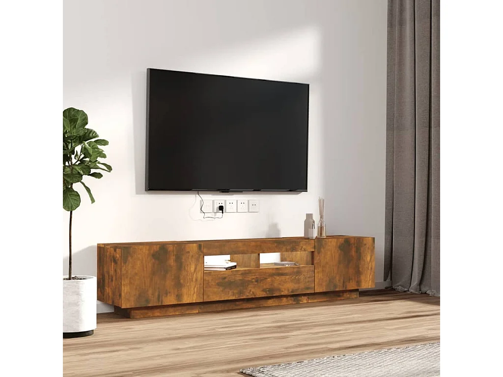 Ensemble de meubles TV avec lumières LED 2 pcs Chêne fumé BE43060