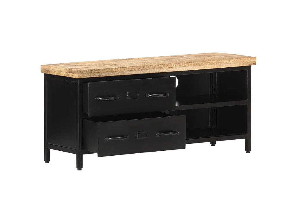 Meuble TV 90x30x41 cm Bois de manguier brut BE63160