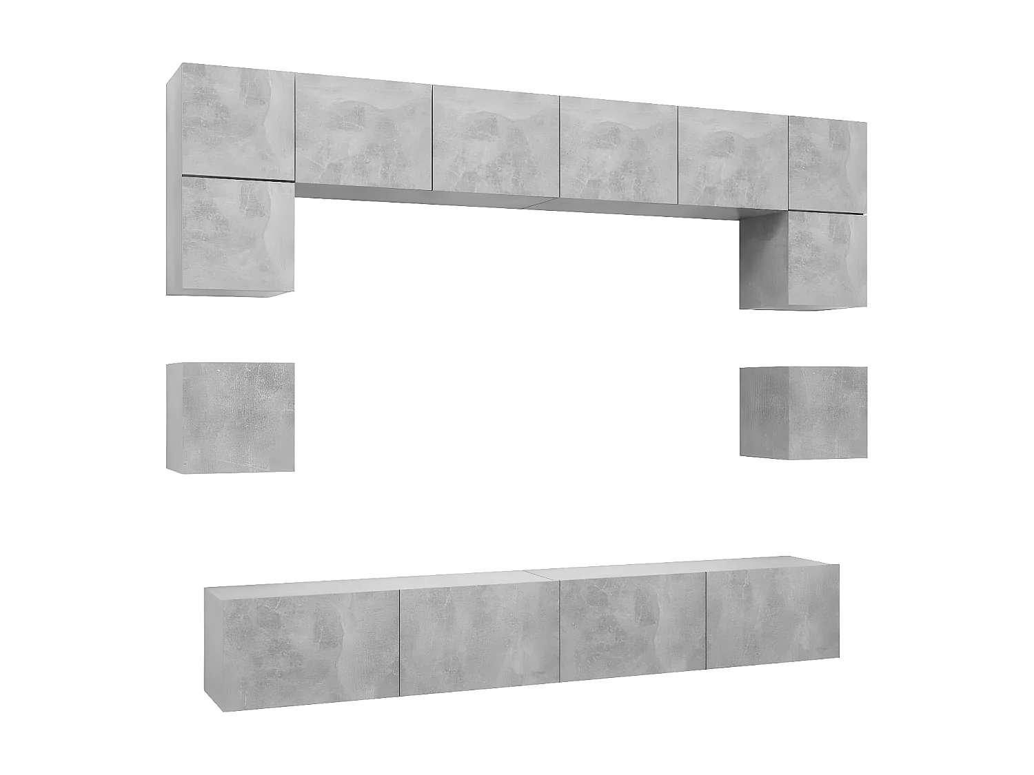 8 pcs conjunto de móveis TV derivados madeira cinzento cimento PT302026