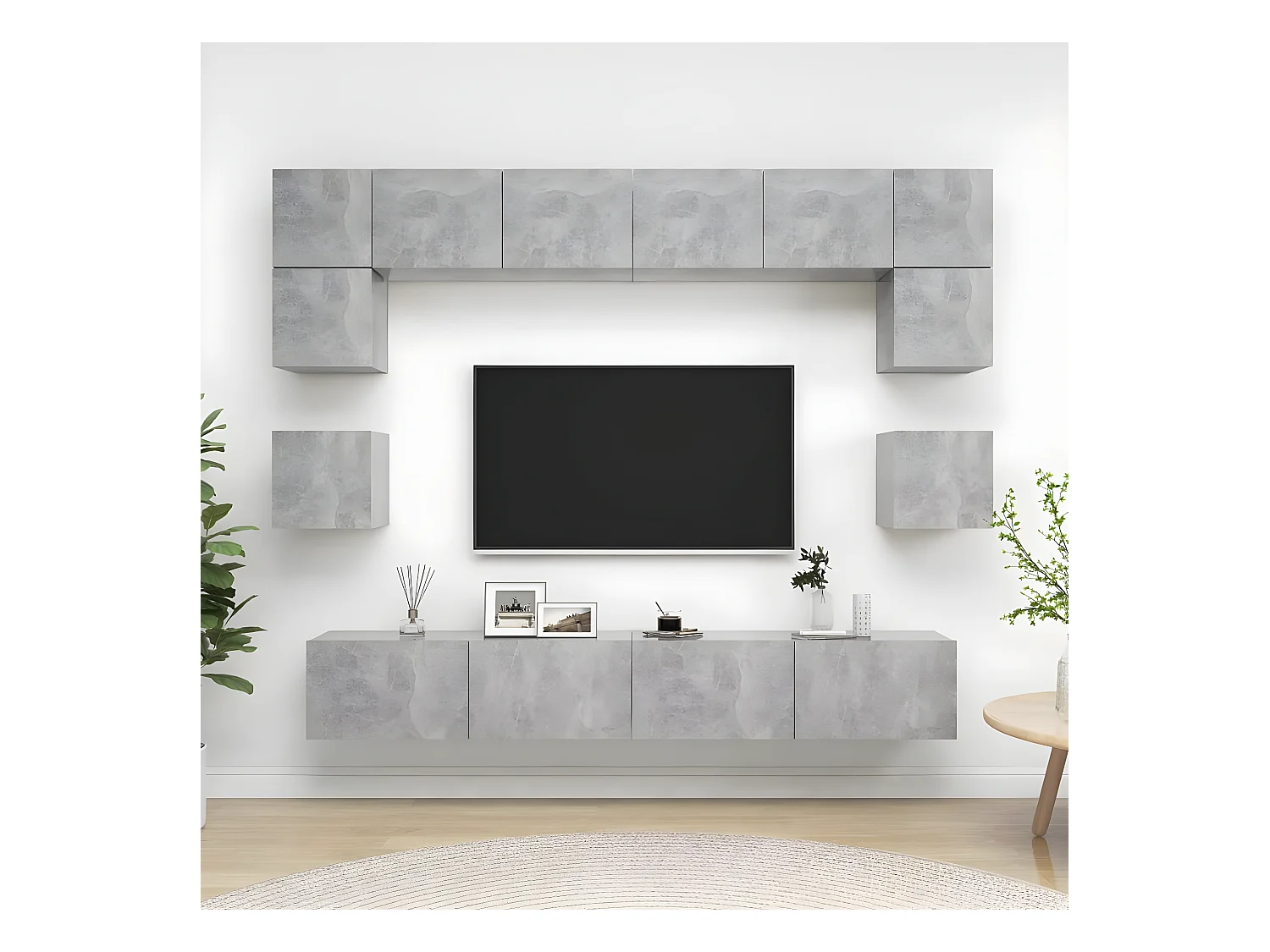 8-delige Tv-meubelset bewerkt hout betongrijs NL655461