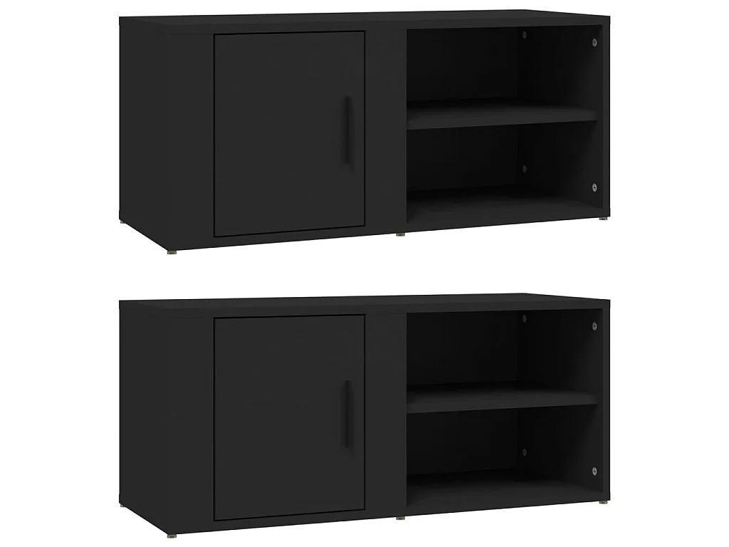 2 pcs Meubles TV Noir 80x31,5x36 cm Bois d'ingénierie BE57520