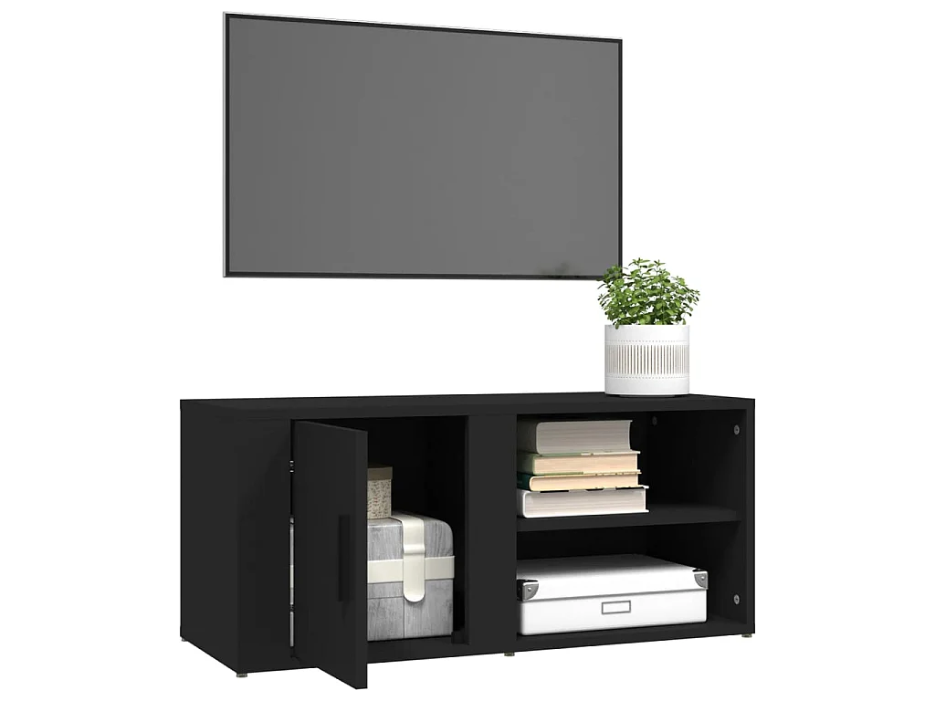 2 pcs Meubles TV Noir 80x31,5x36 cm Bois d'ingénierie BE57520